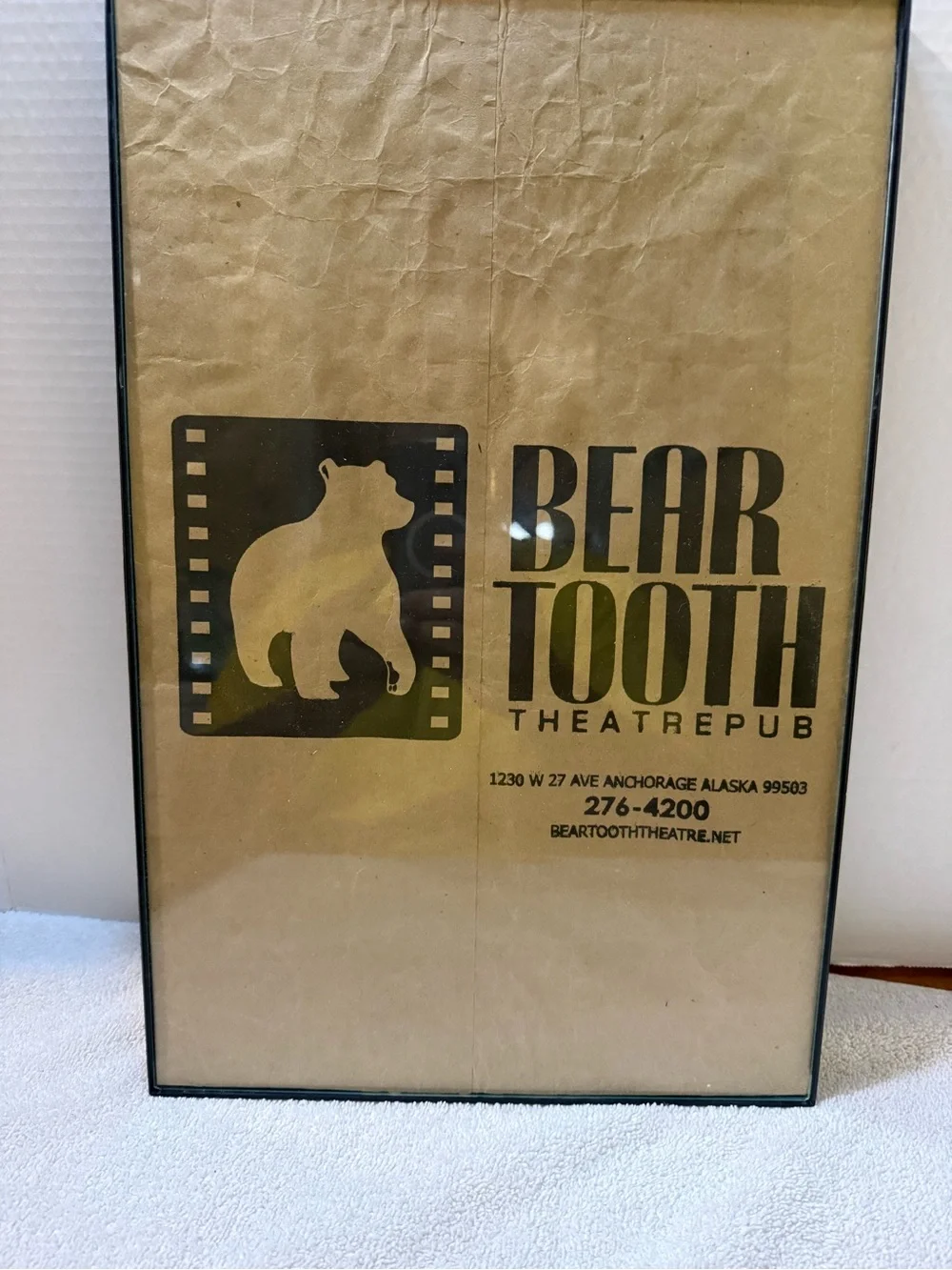 Bear tooth theatrepub Alaska.  Framed paper bag